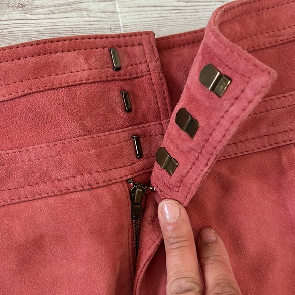Free People Mauve Pink Suede Goat Leather A Line Mini Skirt - Picture 8 of 12